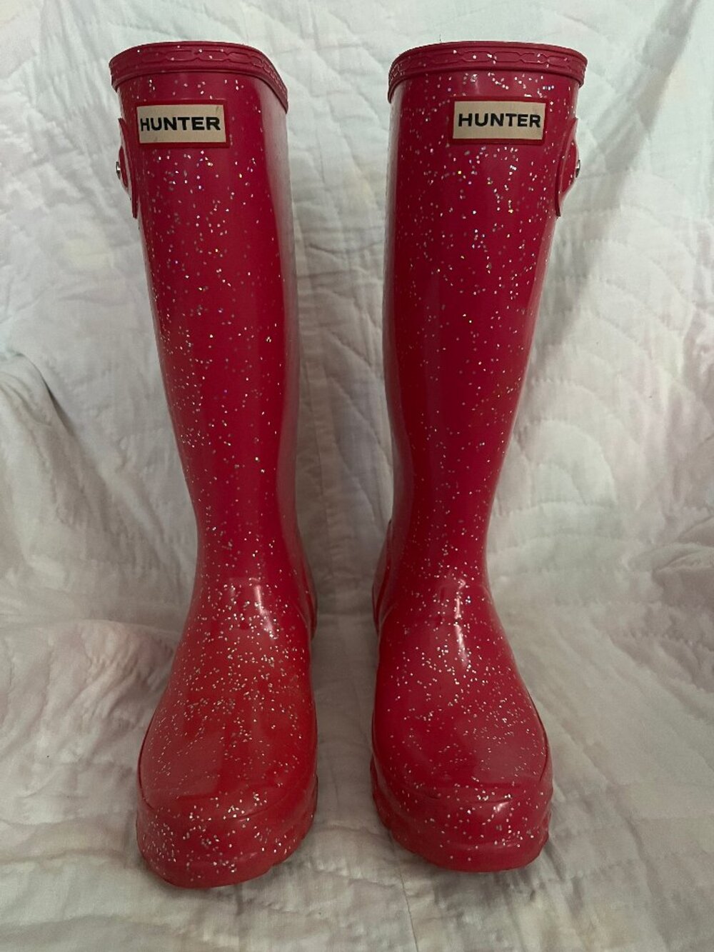 Hunter Original Kids Glitter Boots — Hot Pink